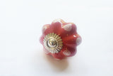 Ceramic vibrant red funky white dots pumpkin 4.5cm door knob BN k8c