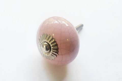 4cm ceramic baby pink vintage rustic style round 4cm door knobs pulls handles BN P4