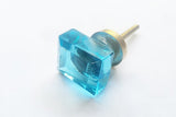 Glass crystal cut turquoise small 3cm round door knob BNE