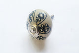 Ceramic 4cm black cream white flower round door knobs BN c1a