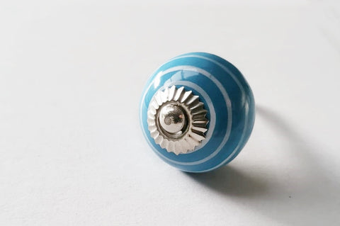 Ceramic ocean blue white spiral 4cm round door knob c15b