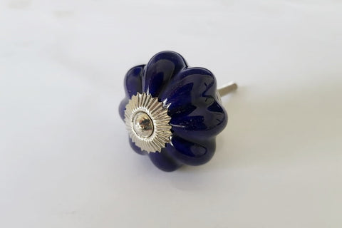 Ceramic elegant royal blue 4cm pumpkin door knobs pulls c6b