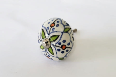 Ceramic blue beautiful moroccan design 4cm round door knob