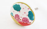 Ceramic kids turtles hand printed 4cm round door knob