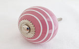 Ceramic pink funky shabby chic spiral 4cm round door knob