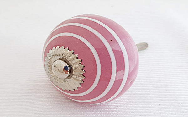 Ceramic pink funky shabby chic spiral 4cm round door knob