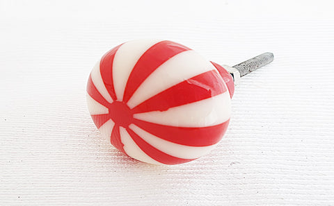 Resin red cream candy funky design round 3.5cm door knob