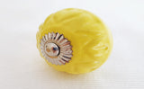 Ceramic lemon yellow embossed 4.5cm light round door knob