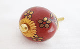 Ceramic elegant maroon brown gold floral 4cm round door knob F12