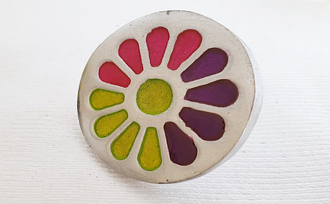 Aluminium colorful funky flower 4.5cm round door knob