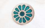 Aluminium aqua flower 4.5cm round door knob