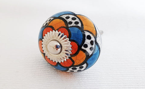 Ceramic colorful funky unique design 4cm round door knob
