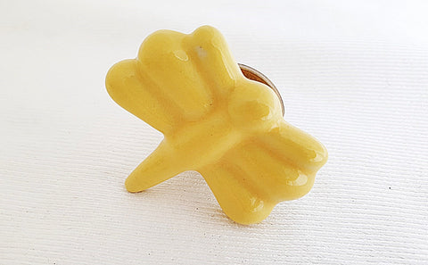 Ceramic shabby chic yellow dragonfly 5cm door knob F11b