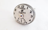 Ceramic white paris clock vintage style round 4cm door knob