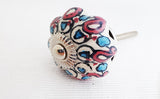 Ceramic delicate floral blue pink 4.5cm pumpkin door knob AF4