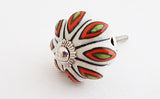 Ceramic orange green flower pumpkin 4cm door knob