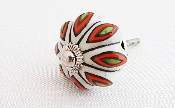 Ceramic orange green flower pumpkin 4cm door knob