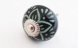 Ceramic chocolate brown unique embossed 4cm round door knobs C9d