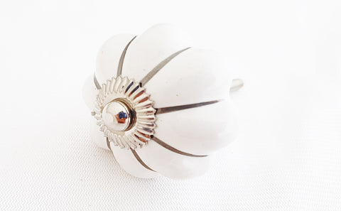 Ceramic elegant white Silver 4.5cm pumpkin door knob e18a