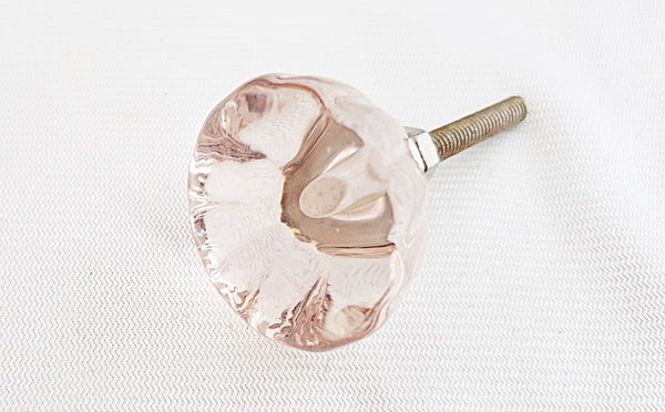 Glass shabby chic pink 4cm flower round door knob