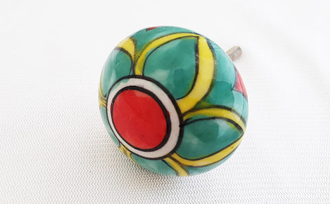 Ceramic colorful delicate flower round 4cm door knob