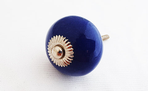 Ceramic royal dark blue round 4cm door knob C6c