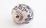 Ceramic black red delicate floral design 4cm round door knob F9