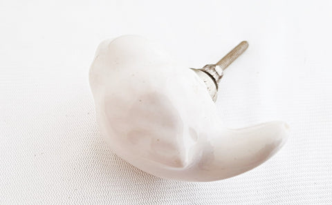Ceramic shabby chic white bird kids 6cm door knob f4b