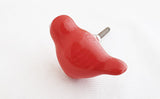 Ceramic shabby chic vibrant red bird 6cm door knob D9
