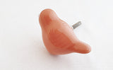 Ceramic shabby chic peach orange bird 6cm door knob D9