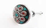 Metal retro vintage semi-precious gemstones turquoise green 3.5cm door knob