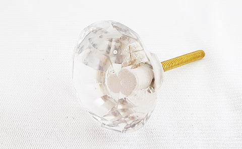Glass shabby chic glass clear crystal cut 37mm round door knob