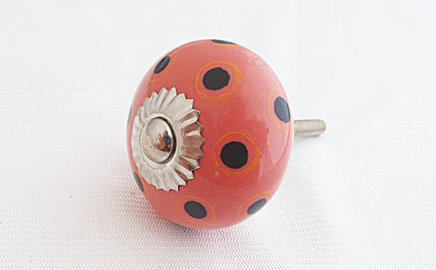Ceramic black dots burgundy 4CM round door knob d9a