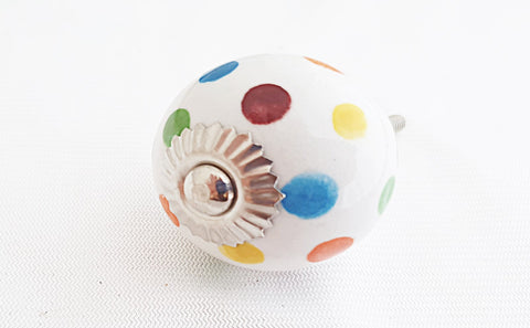 Ceramic colorful dots shabby chic 4cm round door knob e1c