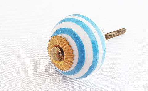 Ceramic aqua spiral 4cm door knob