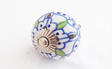 Ceramic blue Moroccan design 4cm round door knob