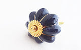 Ceramic royal blue gold 4.5cm pumpkin door knob