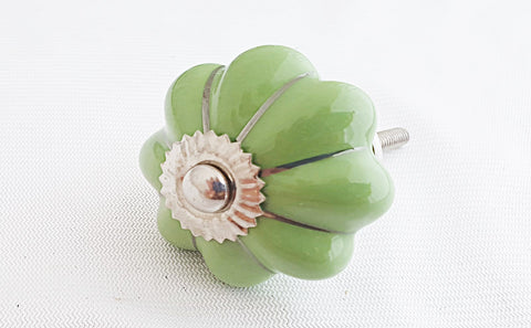 Ceramic green silver 4.5cm pumpkin door knob c22a