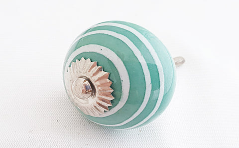Ceramic forest green spiral 4cm round door knob BF2-3