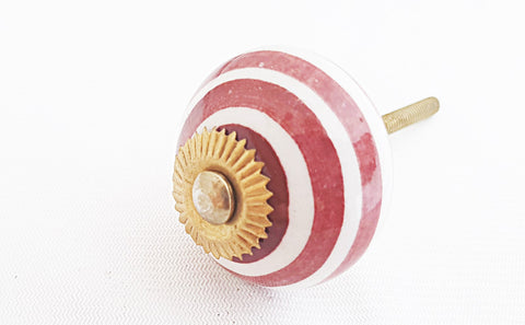 Ceramic burgundy maroon spiral 4cm round door knob d20b