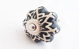 Ceramic unique embossed black design 4.5cm pumpkin door knob d11a