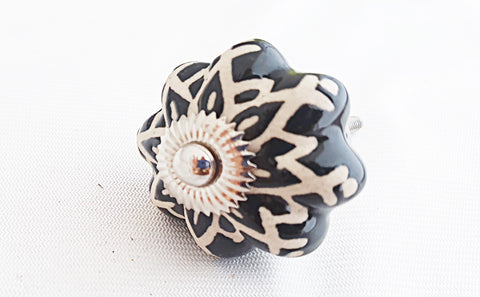 Ceramic unique embossed black design 4.5cm pumpkin door knob d11a