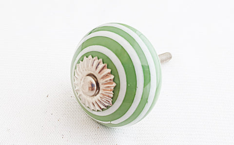 Ceramic green spiral 4cm round door knob c13a