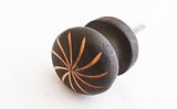 Wooden vintage style brown 3.5cm round door knob EF1