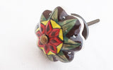 Ceramic colorful 5cm floral pumpkin door knob