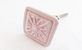 Ceramic pale purple rustic style embossed 4cm square door knob