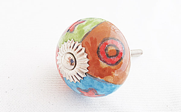 Ceramic colorful funky design 4cm round door knob