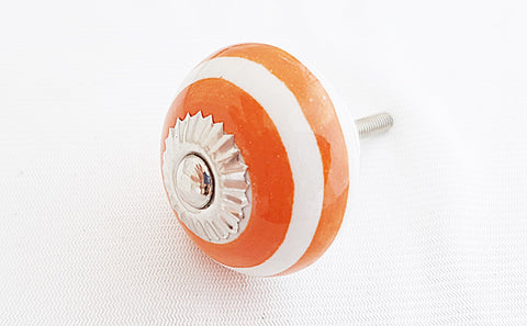 Ceramic orange spiral 4cm round door knob c20c