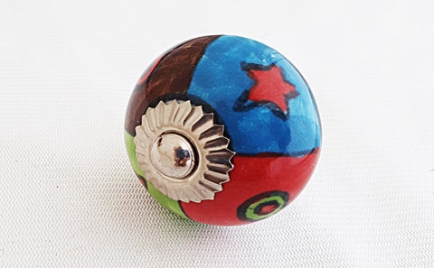 Ceramic colorful funky 4cm round door knob F15