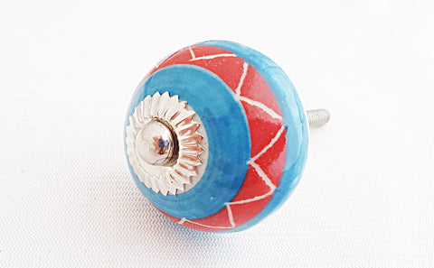 Ceramic colorful floral design 4cm round door knob F9a